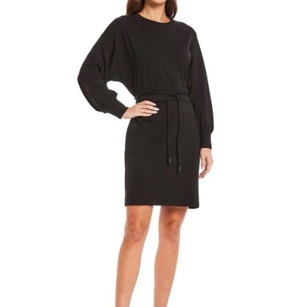 NWT Rebecca Minkoff‎ Marta Belted T-Shirt Dress, Black XS - Long Sleeve